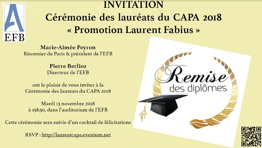 Nous serons présents ce soir pour récompenser les lauréats du CAPA à l'EFB ! 