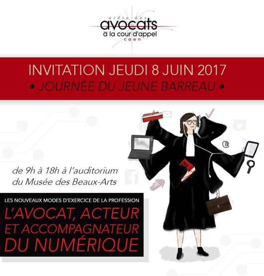 Partenaire de la Journée du jeune Barreau le 8 juin à Caen ! Une journée thématique sur les enjeux du numérique pour l'avocat moderne.