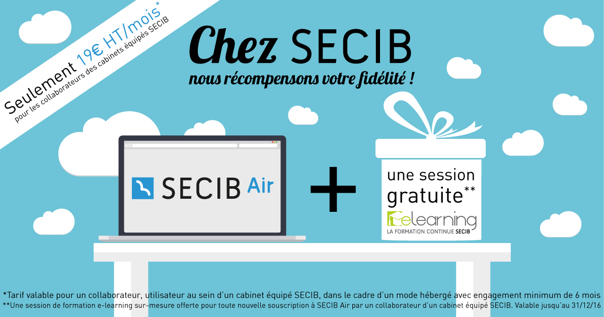 Profitez du #logiciel #SECIBAIR pour les collaborateurs des cabinets équipés #SECIB et d'une session e-learning offerte ! Contactez-nous au 04 99 53 21 90